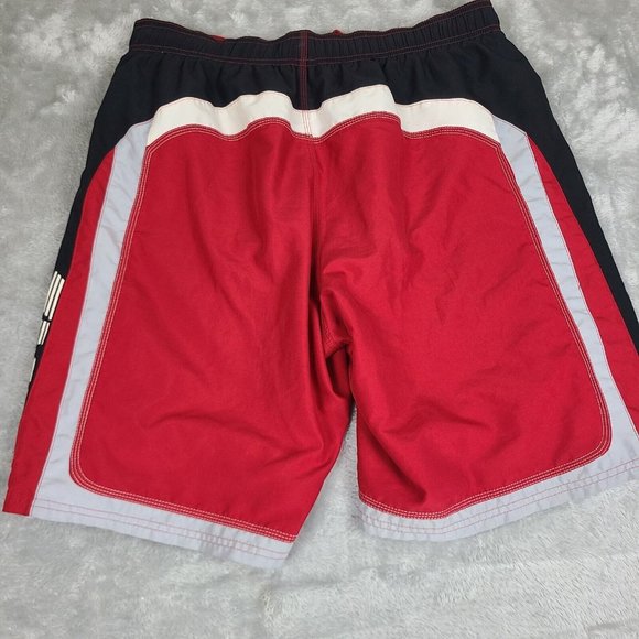Vintage Nike Swim Trunks Men’s XL Black  Swoosh Logo Red  Lined Men's Swim trunk - Picture 10 of 11
